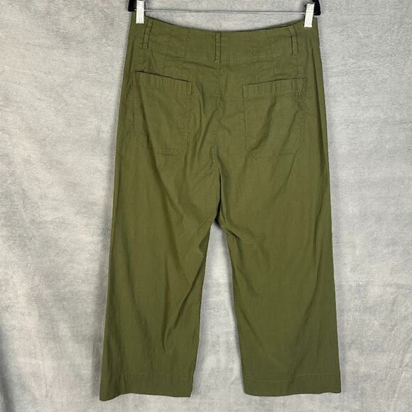 Maeve Anthropologie Pants Womens 32 Green Colette Wide Leg Crop Stretch Preppy - Picture 5 of 12